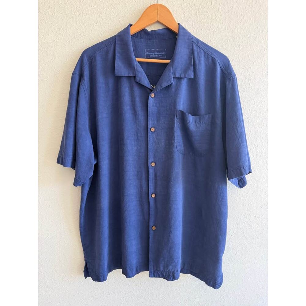 Men’s Tommy Bahama 100% Silk Camp Shirt Cheers 2018 Hawaiian Hula Dancer Size XL